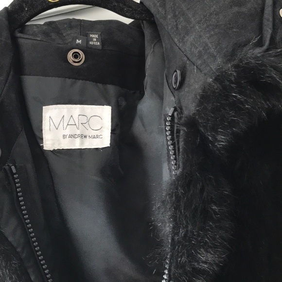 Marc by Andrew Marc Fur Leather Bomber Vest Size Medium - Picture 5 of 5